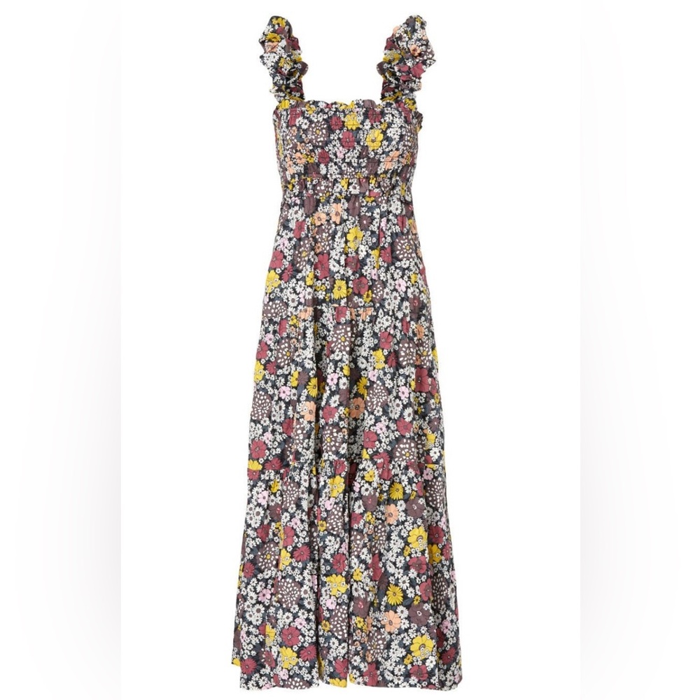SEA New York Gitte Floral Smocked Maxi Dress M MWT $395 Cotton Ruffle
